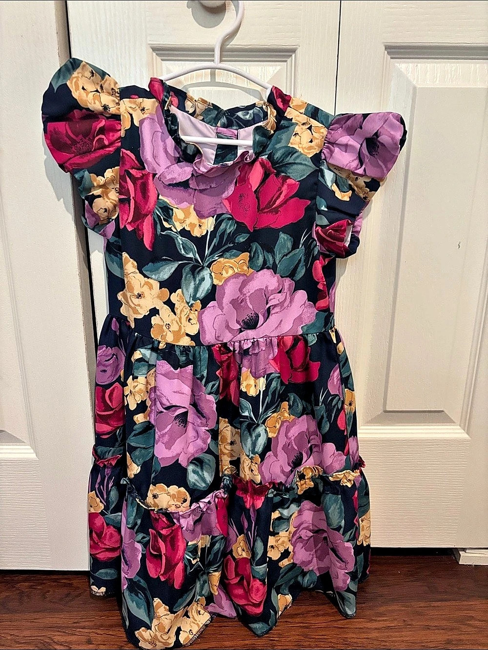 Jumping Beans Girls Floral Ruffle Dress Purple 7r